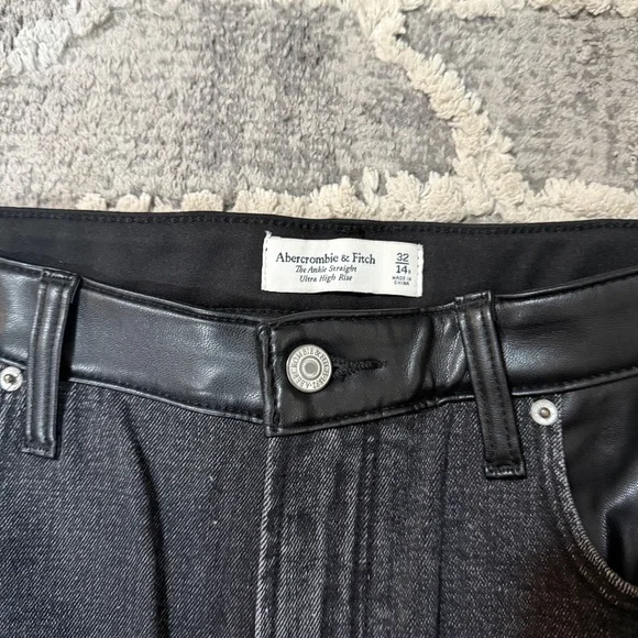 Abercrombie & Fitch Ankle Straight Ultra High Rise Denim/ Leather Pants - Picture 5 of 5